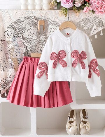 Compleu Shein Kids, alb/roz