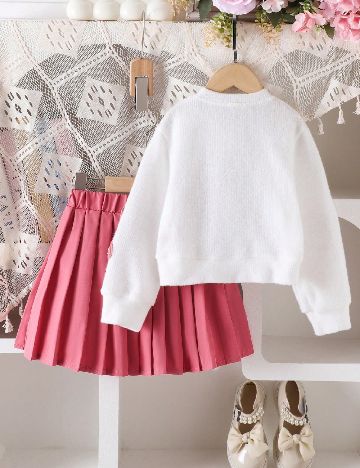 Compleu Shein Kids, alb/roz