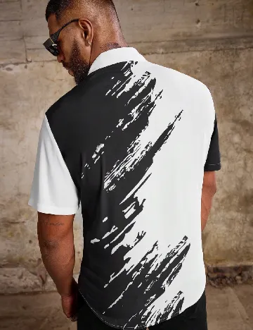 Camasa SHEIN Plus Size Men, negru/alb