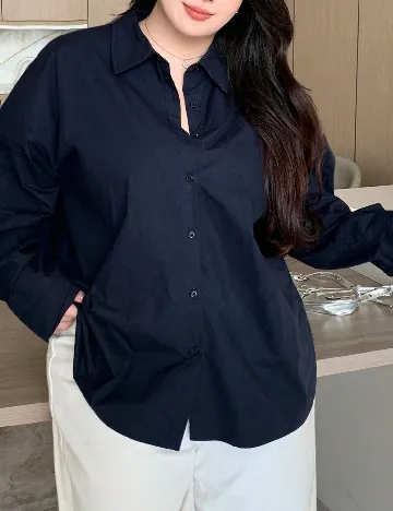 Camasa Dazy Plus Size, bleumarin