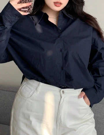 Camasa Dazy Plus Size, bleumarin