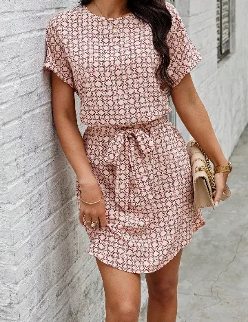 Rochie scurta SHEIN, crem/rosu