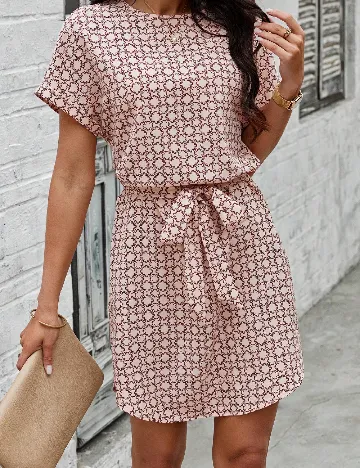 Rochie scurta SHEIN, crem/rosu