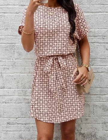 Rochie scurta SHEIN, crem/rosu