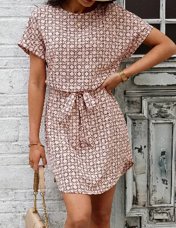 Rochie scurta SHEIN, crem/rosu