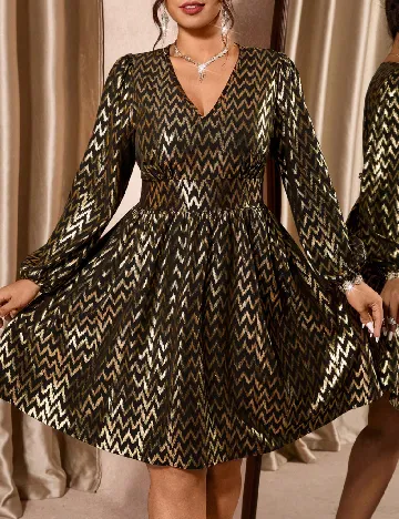 Rochie scurta SHEIN CURVE, auriu/negru