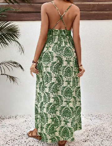 Rochie lunga SHEIN Maternity, verde/crem