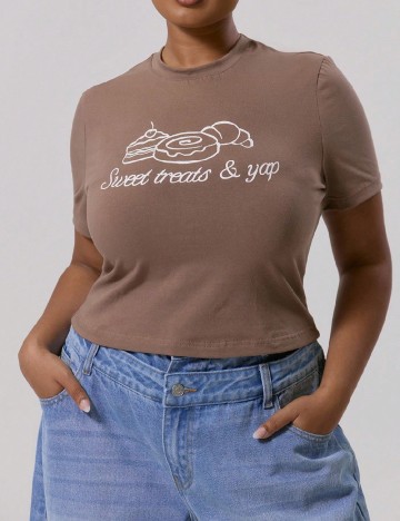 Tricou Musera Plus Size, maro