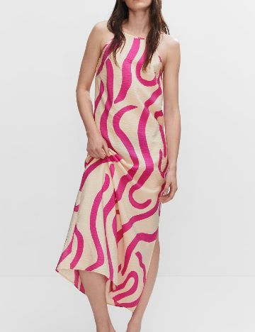 Rochie lunga Mango, crem/roz