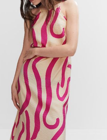 Rochie lunga Mango, crem/roz