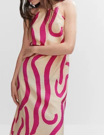 Rochie lunga Mango, crem/roz