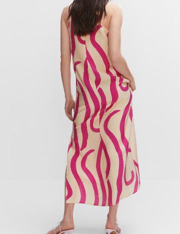 Rochie lunga Mango, crem/roz