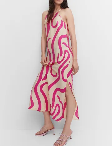 Rochie lunga Mango, crem/roz