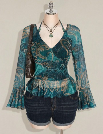 Bluza SHEIN CURVE, turcoaz