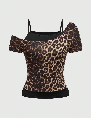 Top Romwe, animal print