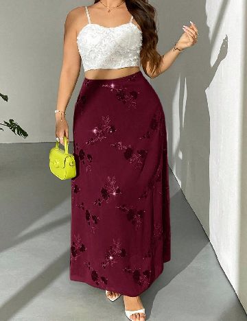 Fusta SHEIN CURVE, visiniu