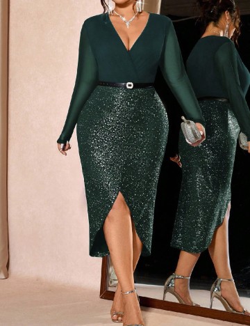 Rochie medie SHEIN CURVE, verde