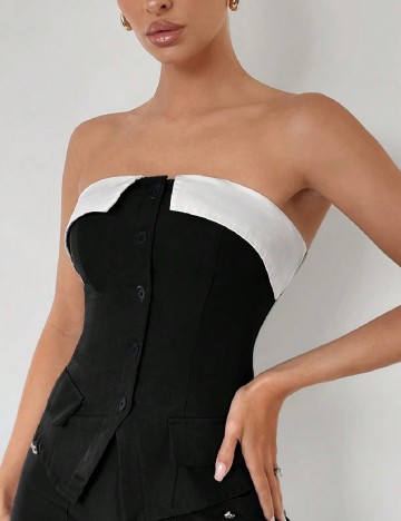 Top SHEIN, negru/alb