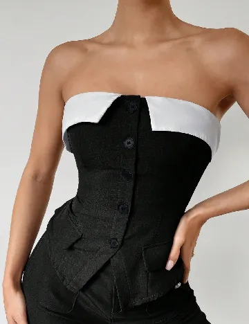 Top SHEIN, negru/alb