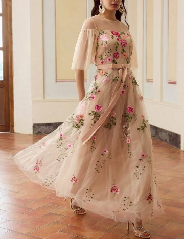 Rochie lunga MOTF, crem