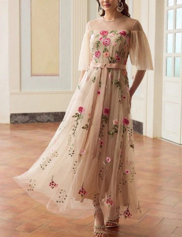 Rochie lunga MOTF, crem