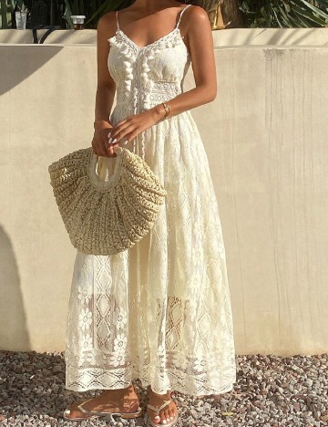 Rochie lunga Dazy, crem