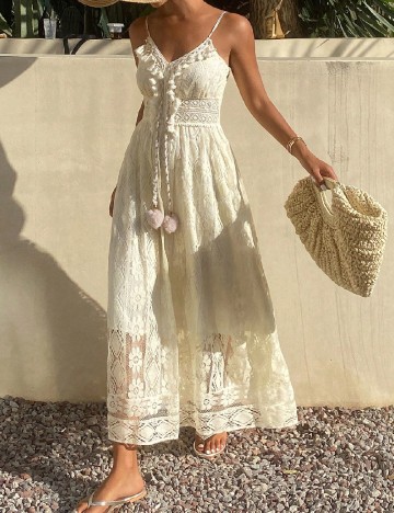 Rochie lunga Dazy, crem