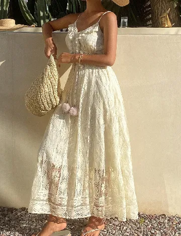 Rochie lunga Dazy, crem