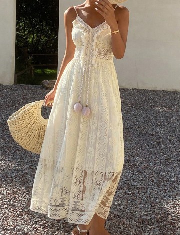 Rochie lunga Dazy, crem