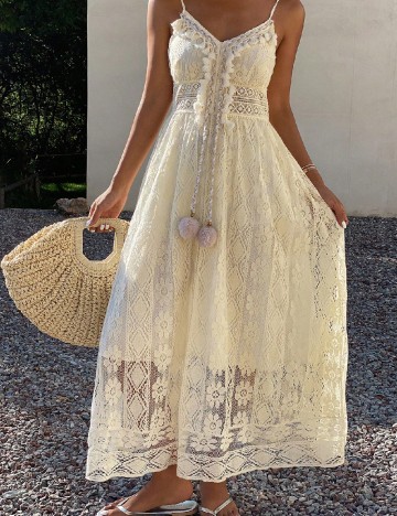 Rochie lunga Dazy, crem