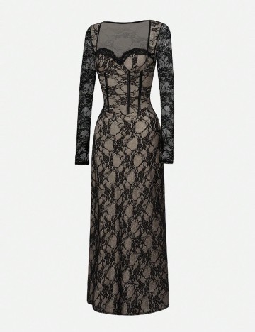 Rochie lunga SHEIN, bej/negru