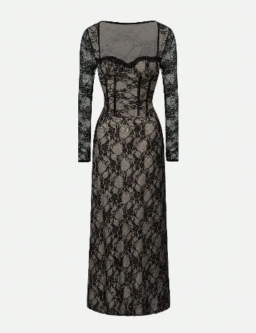 Rochie lunga SHEIN, bej/negru