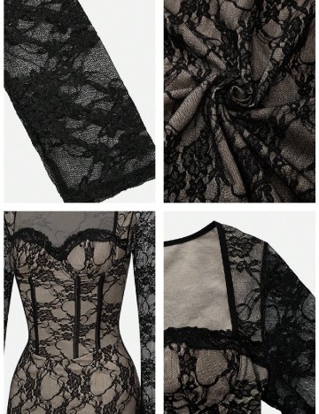 Rochie lunga SHEIN, bej/negru