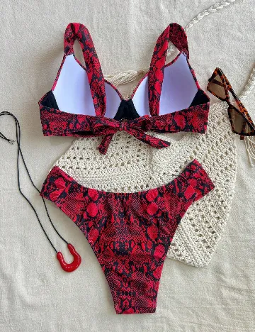 Costum de baie SHEIN, rosu/negru