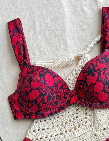 Costum de baie SHEIN, rosu/negru