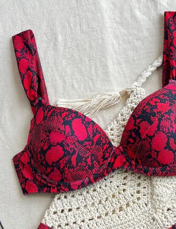 Costum de baie SHEIN, rosu/negru