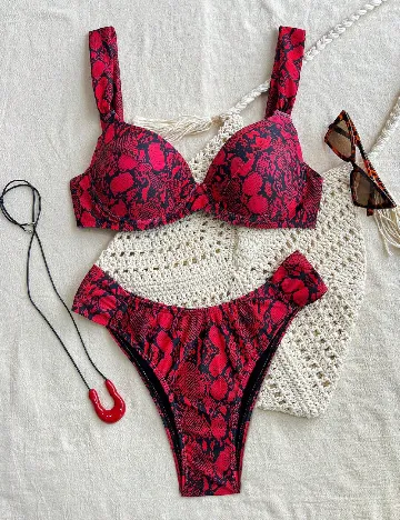 Costum de baie SHEIN, rosu/negru