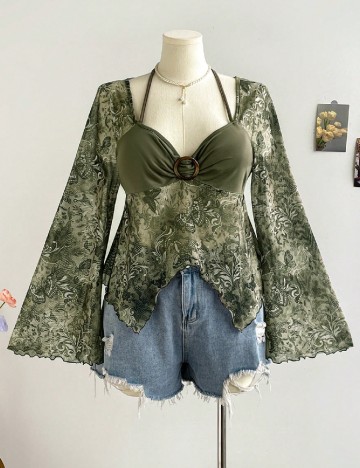 Bluza SHEIN CURVE, verde