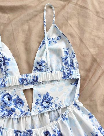 Rochie scurta SHEIN, albastru/alb