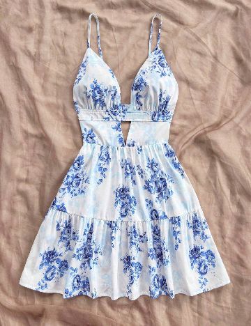 Rochie scurta SHEIN, albastru/alb