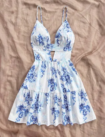 Rochie scurta SHEIN, albastru/alb