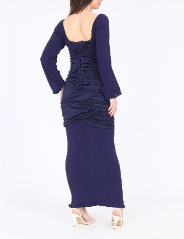 Rochie lunga Bardot, bleumarin