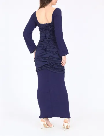 Rochie lunga Bardot, bleumarin