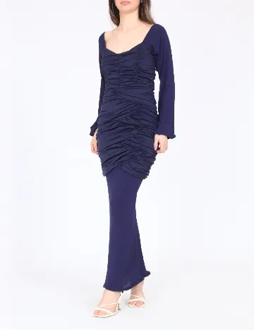 Rochie lunga Bardot, bleumarin