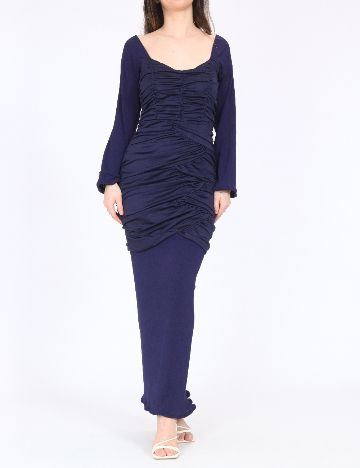 Rochie lunga Bardot, bleumarin