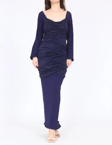 Rochie lunga Bardot, bleumarin