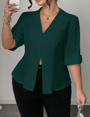 Camasa SHEIN CURVE, verde