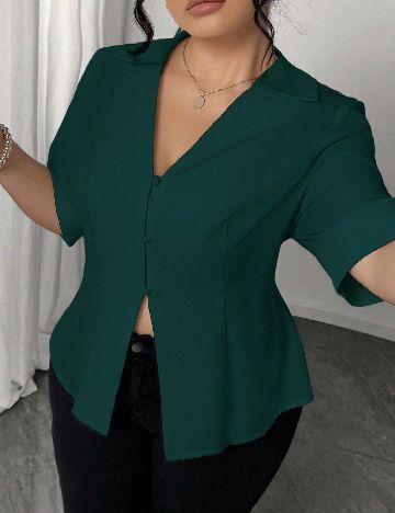 Camasa SHEIN CURVE, verde