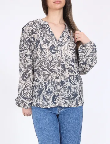 Bluza Cotton Club, albastru/ecru