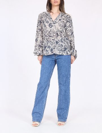 Bluza Cotton Club, albastru/ecru